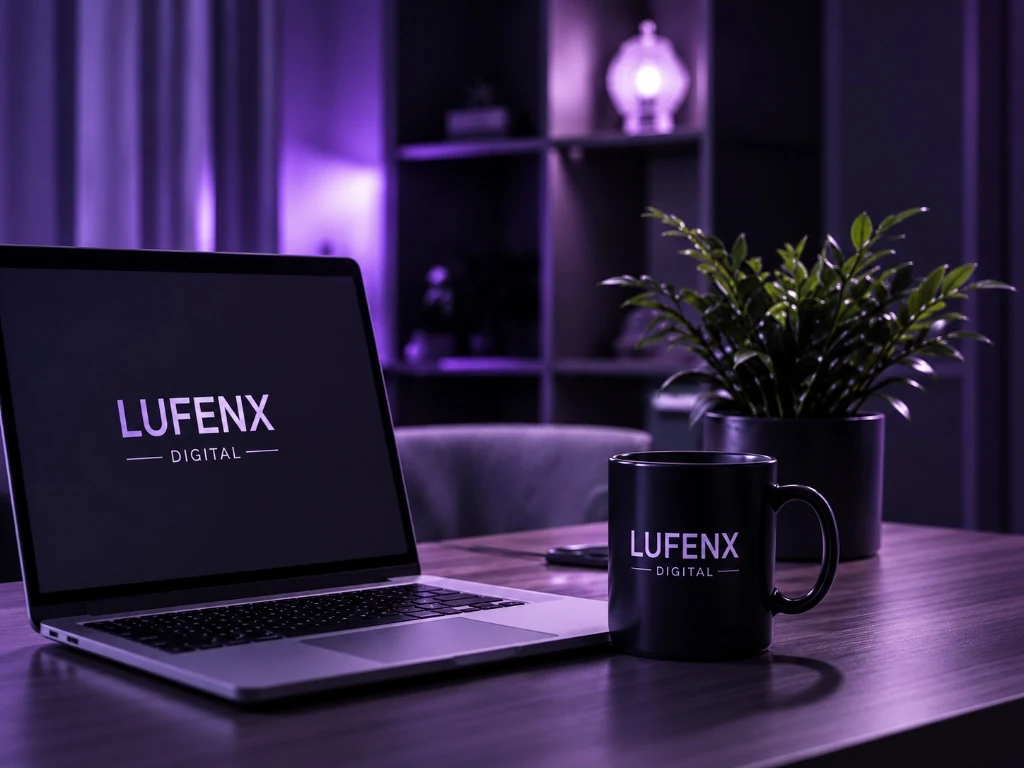 Identidade da Lufenx apresentada em um ambiente de desenvolvimento digital